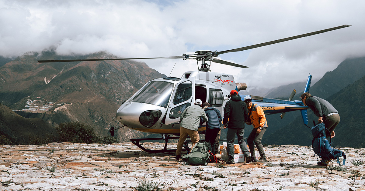 Travelers in Everest region during Luxury Everest Base Camp Trek